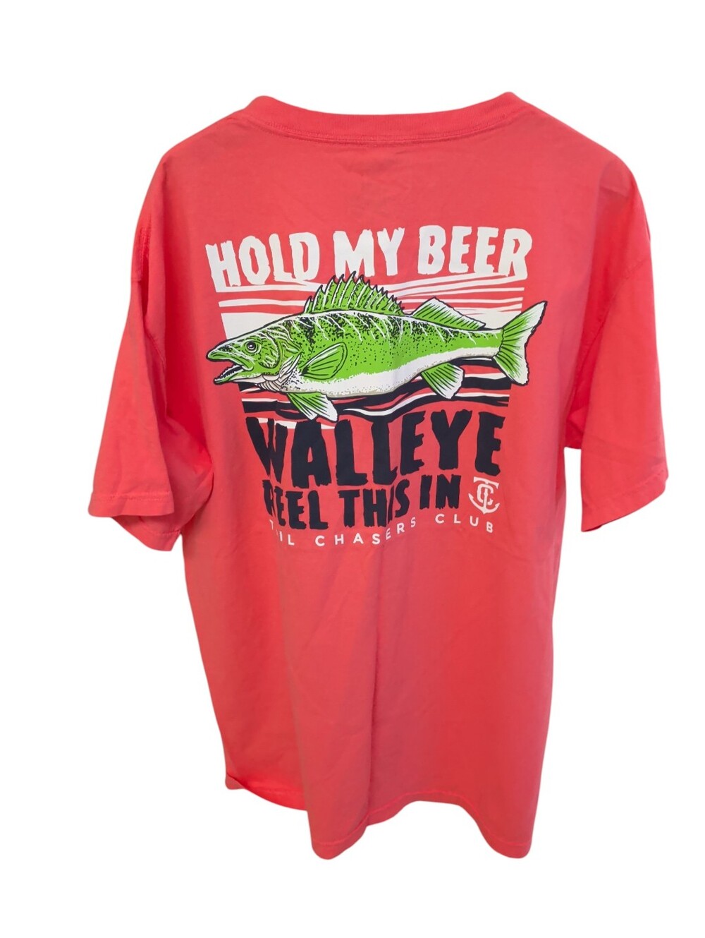 New Fishing Lover Hold My Beer Tail Chasers Club Men Coral Cotton Tee